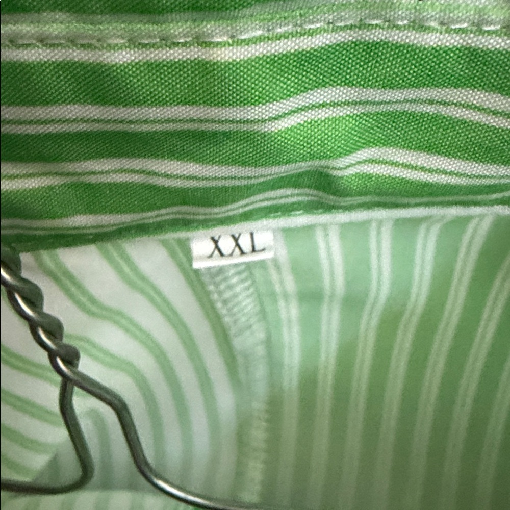 Elegant Green Striped Women's Button Down Shirt - Picture 2 of 4